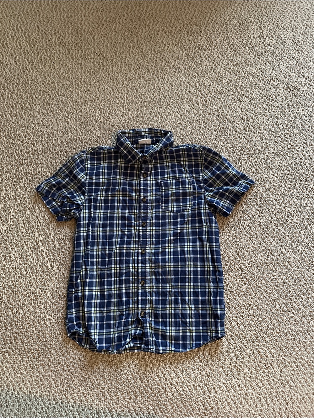 Crazy 8 Navy and White Plaid Short-Sleeve Button-Down Shirt